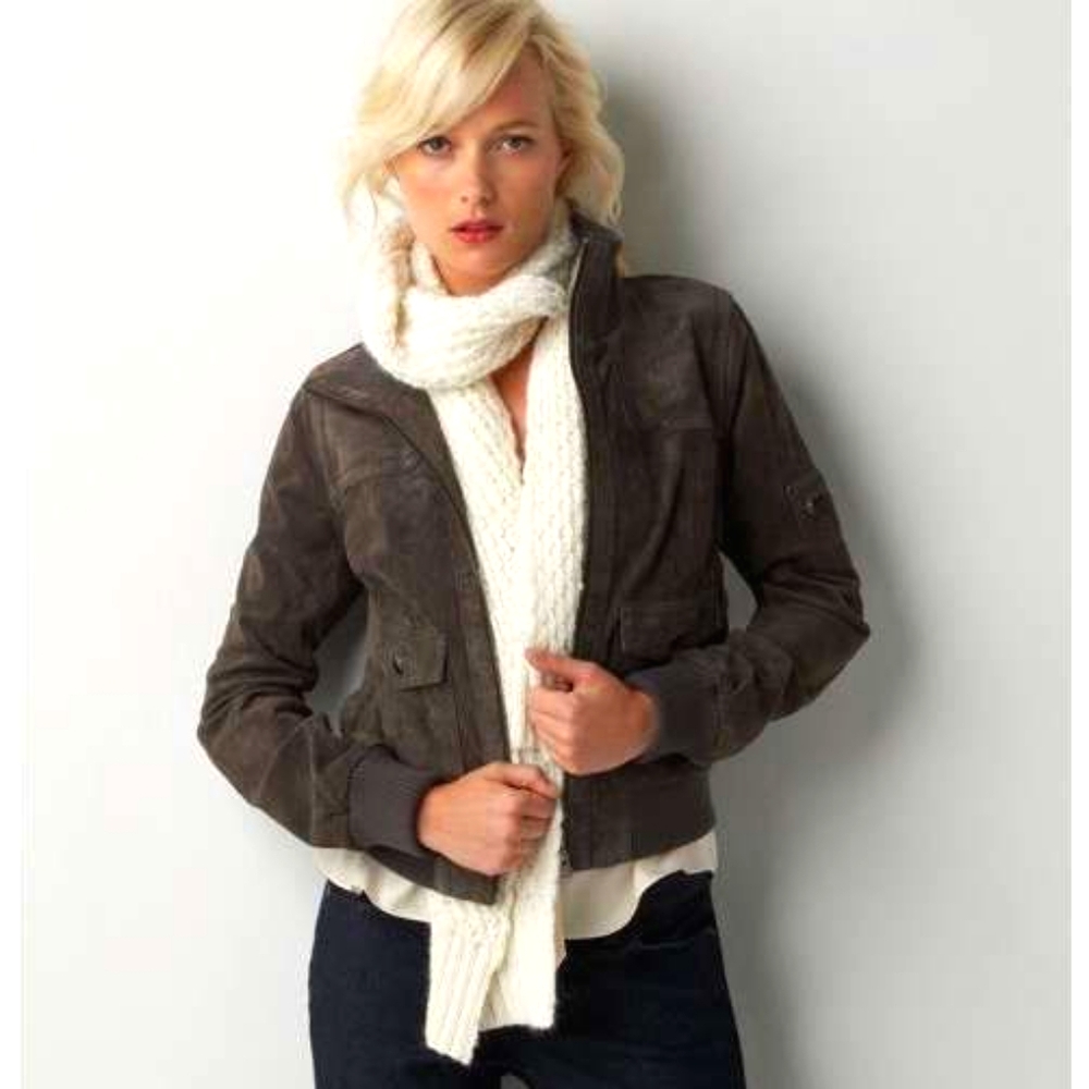 Ann Taylor LOFT Women's Suede Bomber Jacket